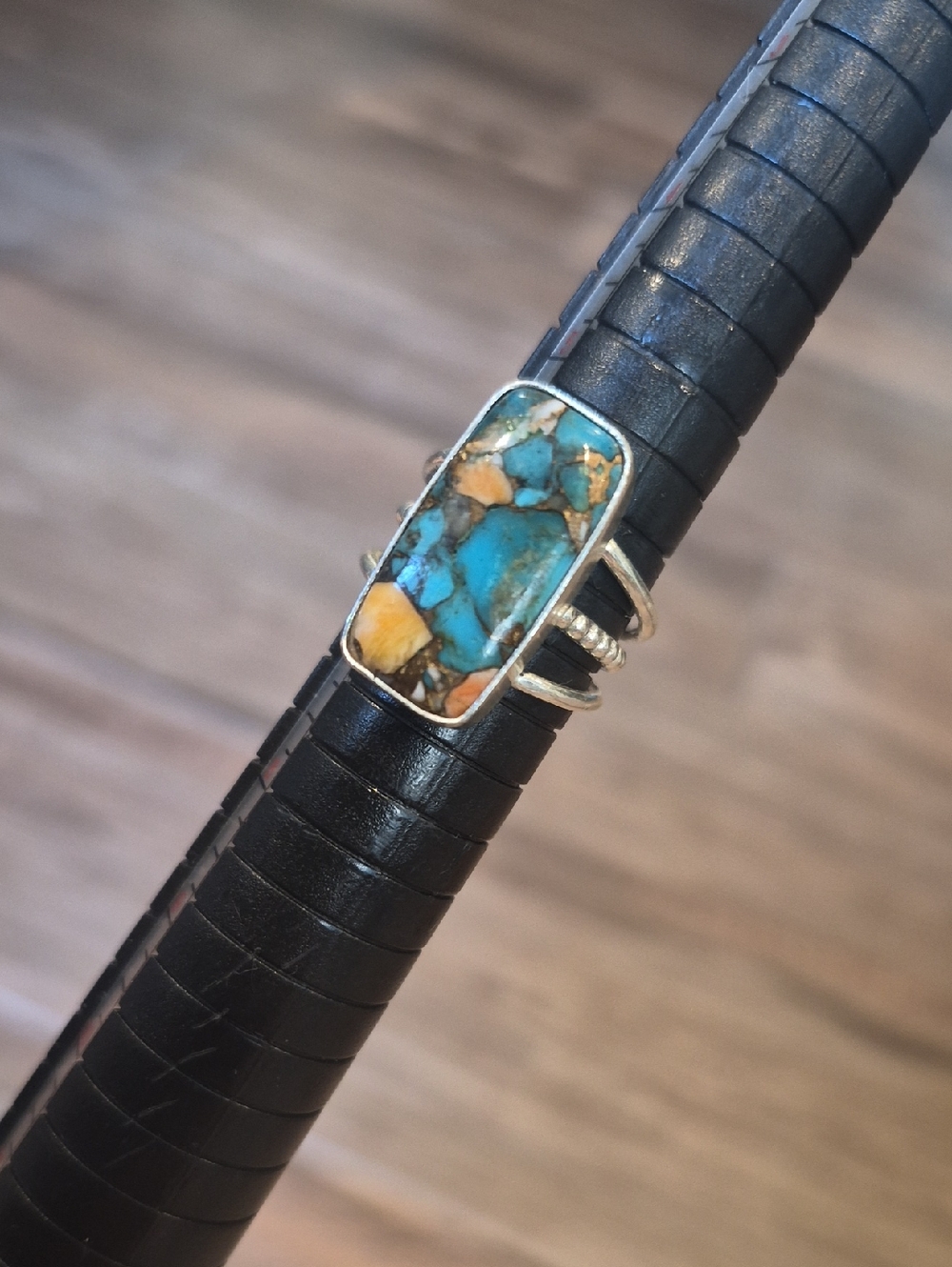 Natural Copper Turquoise Stone 925 Sterling Silver Bohemian Statement Ring 6-6.5 - Picture 3 of 8